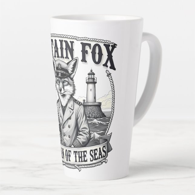 Tasse Latte Captain Fox Guardian of Seas Nautical Design (Angle droit)