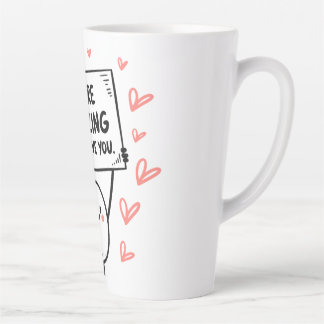 Tasse Latte caractère sonore avec un visage souriant