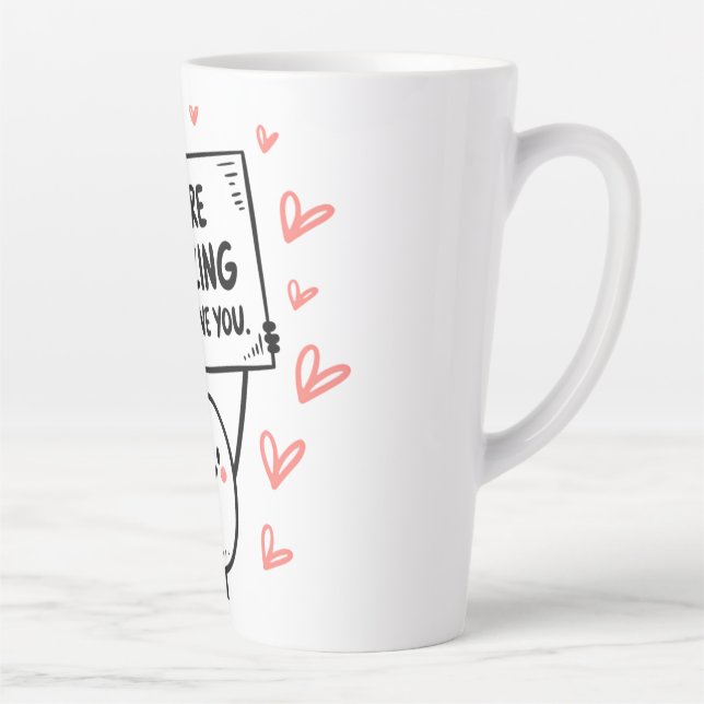 Tasse Latte caractère sonore avec un visage souriant (Droite)