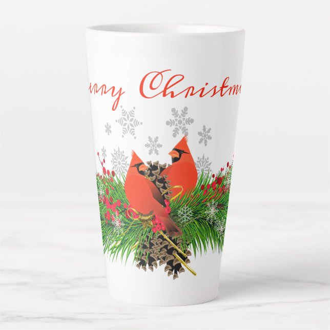 Tasse Latte Cardinal de Noël et latte de verdure (Devant)