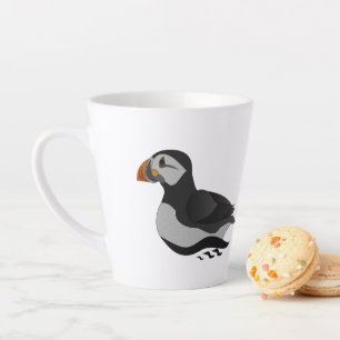 Tasse Latte Caricature adorable en nage de Puffin Atlantique