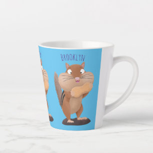 Tasse Latte Caricature de chipmunk à grosses joues mignonnes