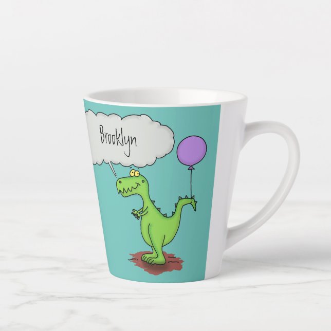 Tasse Latte Caricature de dragon dragon drôle et vert respiran (Droite)