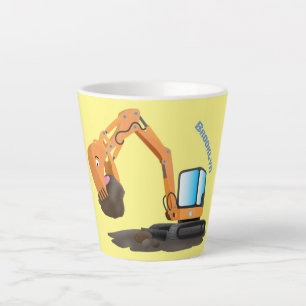 Tasse Latte Caricature de la pelle orange
