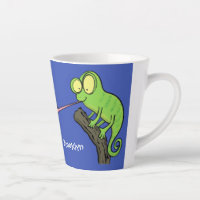 Caricature de lézard de caméléon vert joyeux