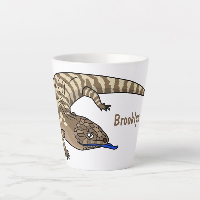 Tasse Latte Caricature de lézard rouge (Devant)