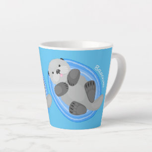 Tasse Latte Caricature de loutres de mer jolies