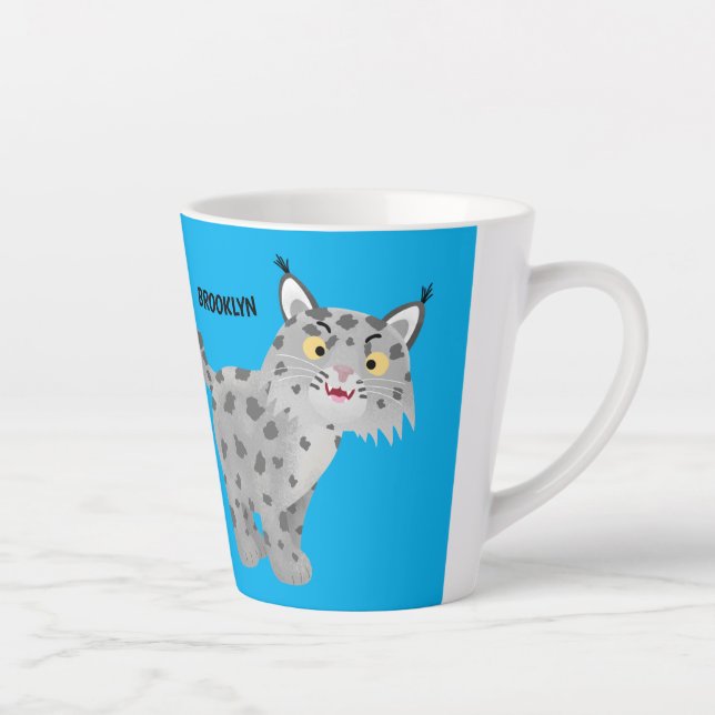Tasse Latte Caricature de lynx de lynx de lynx (Droite)