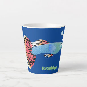 Tasse Latte Caricature de poisson tropical guppy très chic