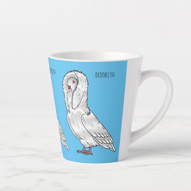 Tasse Latte Caricature d'oiseau pigeon Jacobin (Droite)