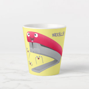 Tasse Latte Caricature en agrafeuse rouge pâle
