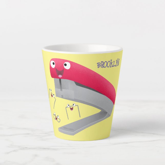Tasse Latte Caricature en agrafeuse rouge pâle (Devant)