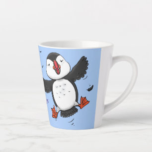 Tasse Latte Caricature en bleu bouffin joyeux