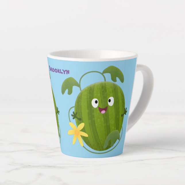Tasse Latte Caricature joli et souriant de pastèque (Angle droit)
