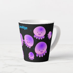 Tasse Latte Caricature kawaii de méduse violette rose mou
