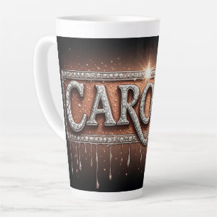 Tasse Latte Carolyn Name en lettres dorées dégoulinantes