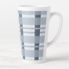 Tasse Latte Carreaux bleus et rayures 