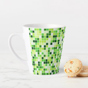 Tasse Latte Carreaux de Piscine, Carreaux de Mosaïque Verts, M