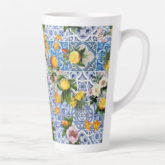 Tasse Latte Carrelage de style sicilien avec fleurs et citron