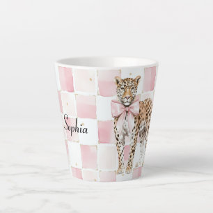 Tasse Latte Carrés de la ceinture rose léopard