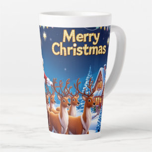 Tasse Latte Carrousel du Père Noël avec rennes