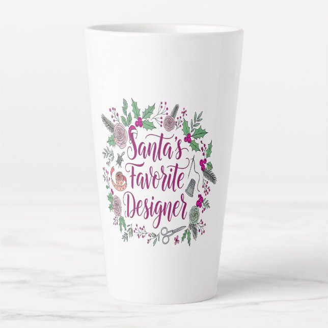 Tasse Latte Carte cadeau de Noël à coudre pour le designer de  (Devant)
