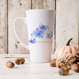 Tasse Latte Carte d'aquarelle Astrologie Zodiac | Monogramme