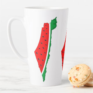 Tasse Latte Carte de Palestine Watermelon Symbole de la libert