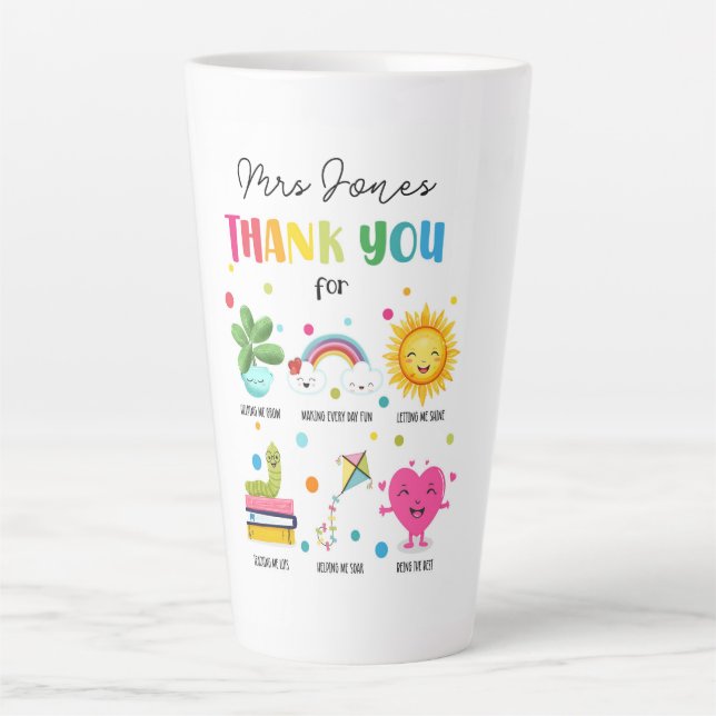 Tasse Latte Carte de remerciements d'appréciation de l'enseign (Devant)