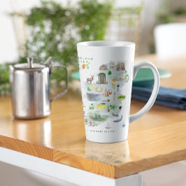 Tasse Latte Carte d'Irlande illustrée à l'aquarelle | Monogram
