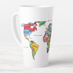 Tasse Latte Carte du monde