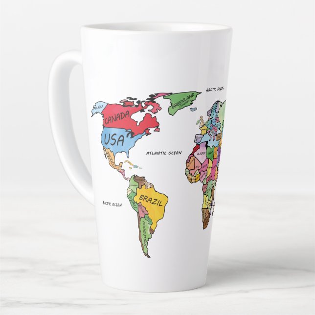 Tasse Latte Carte du monde (Angle gauche)
