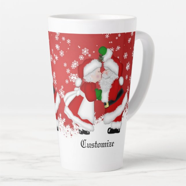 Tasse Latte Carte personnalisée Mistletoe Père Noël (Angle droit)