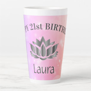Tasse Latte Carte personnalisée Sparkly 21e anniversaire