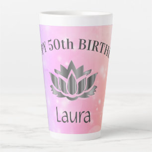 Tasse Latte Carte personnalisée Sparkly 50th Birthday Card Lat