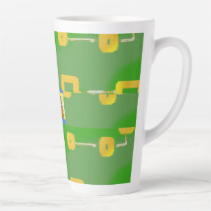 Tasse Latte Carton mignon Jaune Carré Vert