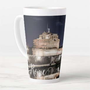 Tasse Latte Castel Sant Angelo la nuit à Rome
