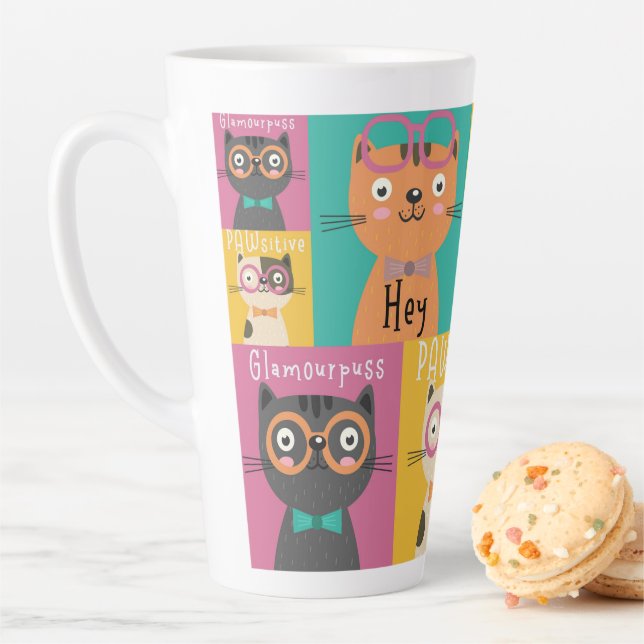 Tasse Latte Cat Dit Hey Mèmes Drôle    (En situation)