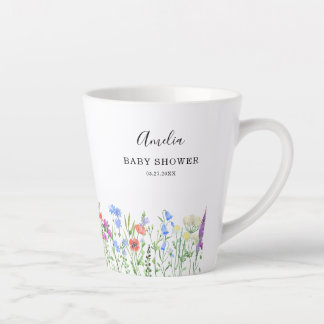 Tasse Latte Célébration de Baby Shower Fleur Sauvage Multicolo