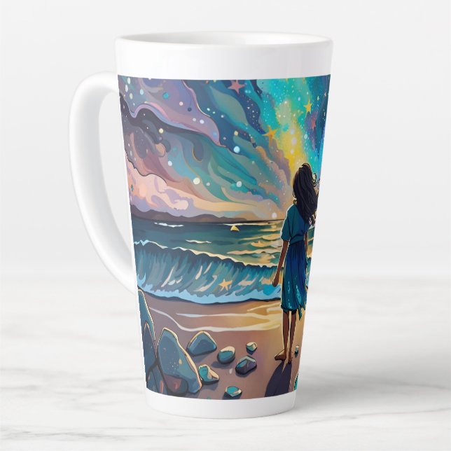 Tasse Latte celui qui cherche à arracher les étoiles. (Angle gauche)