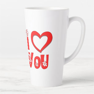 Tasse Latte Céramique Élégant Je T'Aime   Minimaliste Rouge 