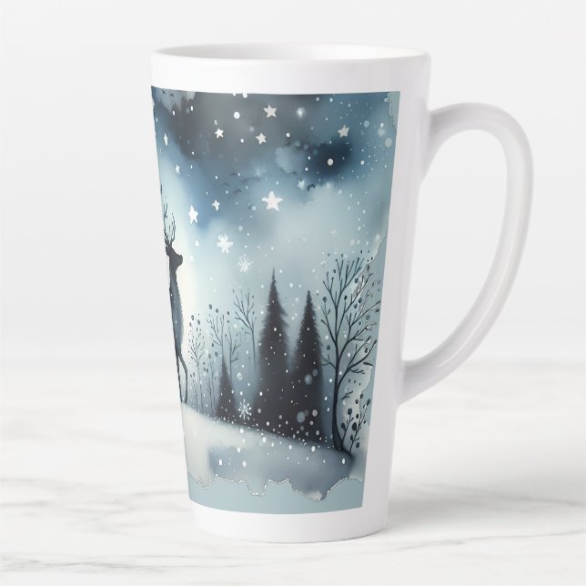 Tasse Latte Cerf de Nuit d'Hiver Étoilé (Droite)