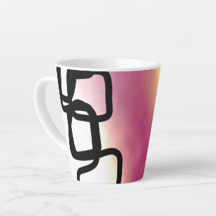 Tasse Latte Chaîne de blocage : Abstrait rose, jaune, noir et