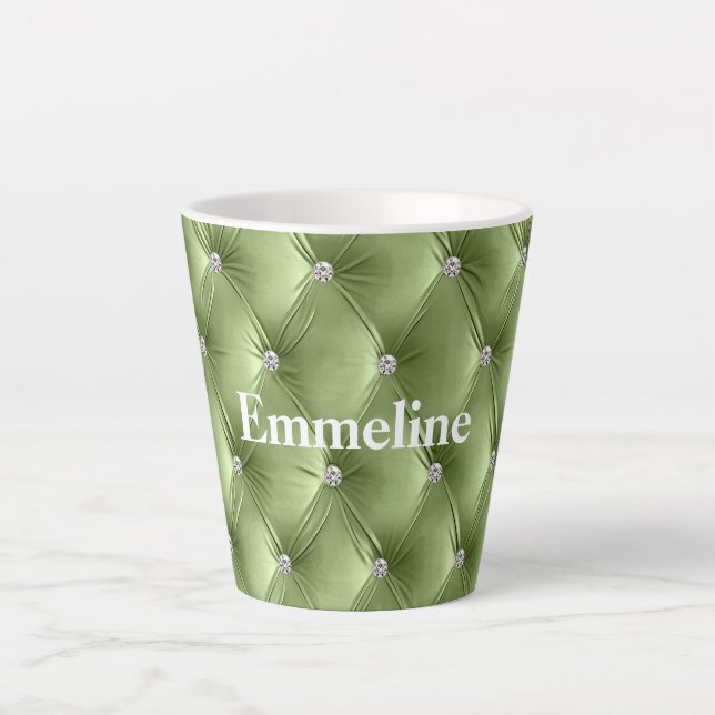 Tasse Latte Chaleureux Sage Vert Faux Velvet (Devant)
