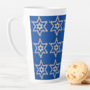 Tasse Latte Champ d'étoiles juives en bleu