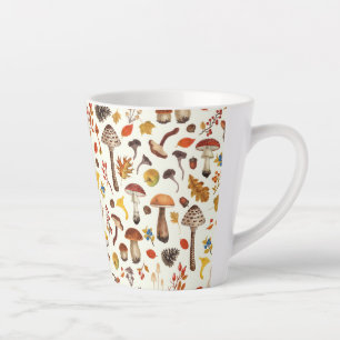 Tasse Latte Champignons sauvages sur blanc