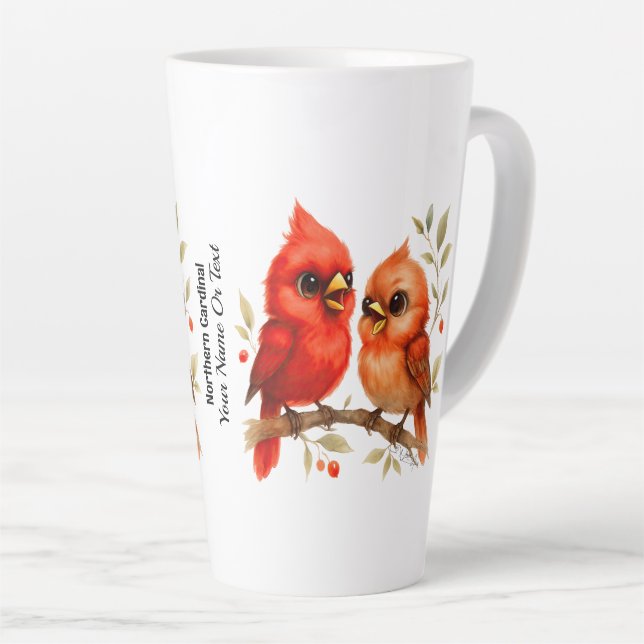 Tasse Latte Charme Cardinal du Nord (Angle droit)