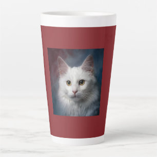 Tasse Latte Chat angora turc blanc rouge bleu