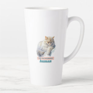 Tasse Latte Chat Cheeky "Je Gère Ce Ménage, Humain"
