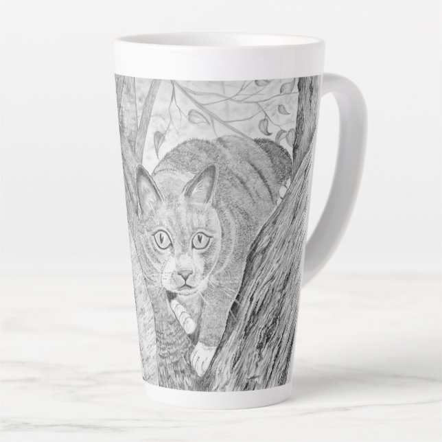 Tasse Latte Chat dans un arbre (Angle droit)